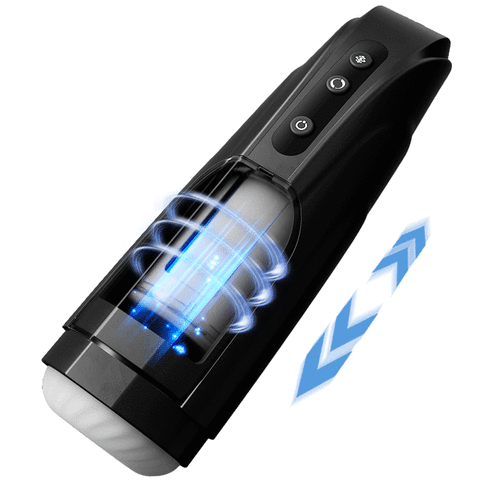 سكاي هنتر - جهاز استمناء رجالي دوار أسود اللون على شكل جناح، مزود بعشرة حركات دفع.