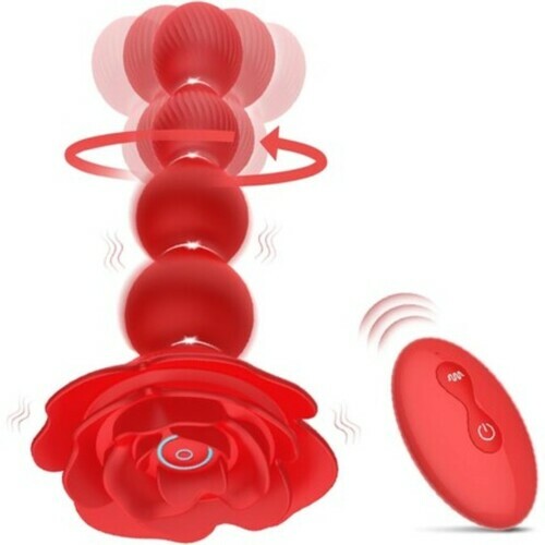 AcmeJoy 10 Vibrations and 360¡ã Twisting Silicone Anal Beads