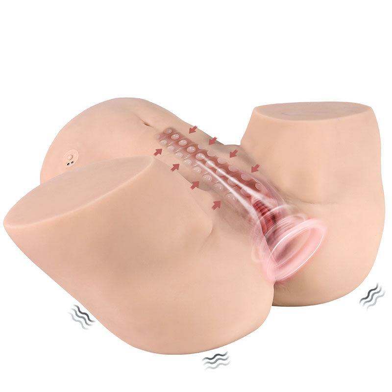 جهاز استمناء رجالي أوتوماتيكي 36.6 رطل، يهتز ويمتص، بحجم واقعي، ذو مدخلين، ومؤخرة ممتلئة