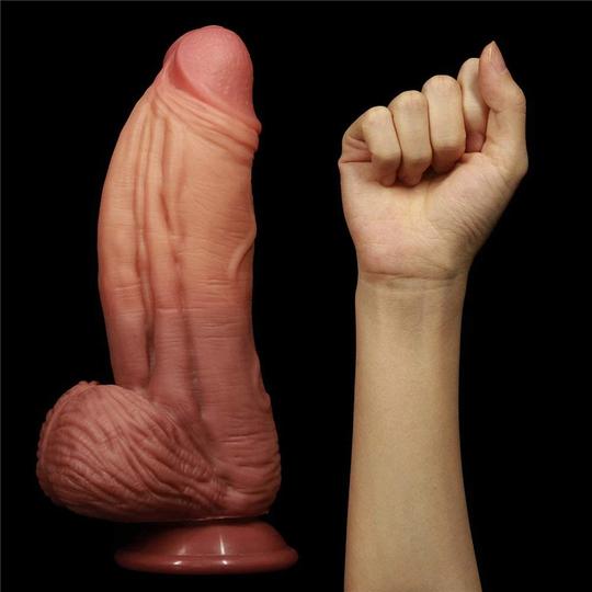 10 INCH DUAL-LAYERED SILICONE NATURE HUGE DILDO
