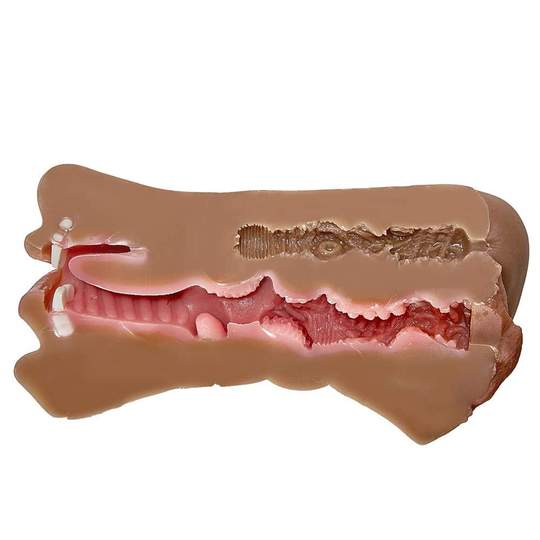 7.4-Inch 3 in 1 Tanned Lifelike Mouth Pussy Anus Pocket Pussy