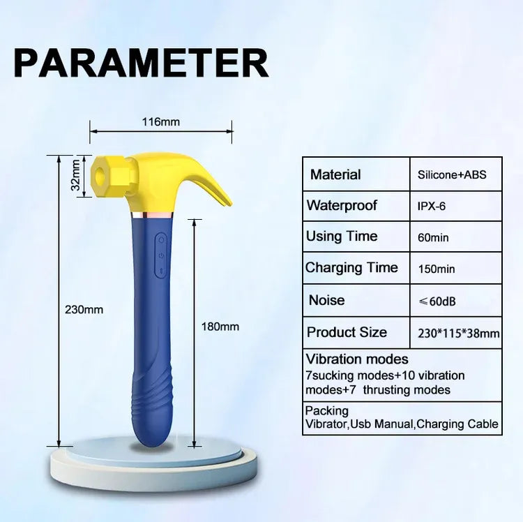 Vibrbud Love hammer - Vibrating Sucking Telescopic Hammer Vibrator