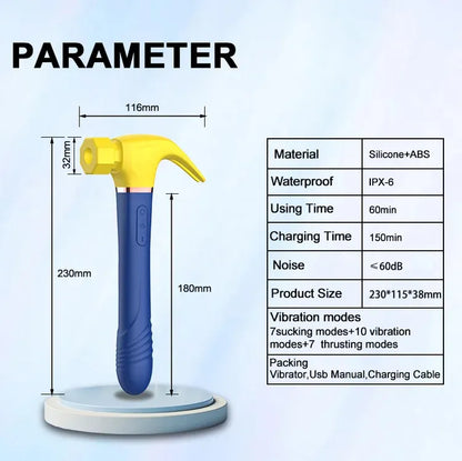 Vibrbud Love hammer - Vibrating Sucking Telescopic Hammer Vibrator