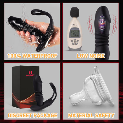 SAUL Glans 3 -Thrusting & 12 -Vibrating Cock Rings Prostate Massager