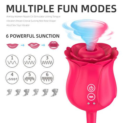Rose Toys, Sucking Vibrator With Intense Suction 2 in 1 Vaginal Clitoris Stimulation