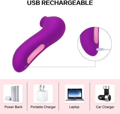 Clitoral Sucking Vibrator with 10 Intensities Modes， Waterproof Rechargeable Quiet Clitoris Nipples Suction Stimulator