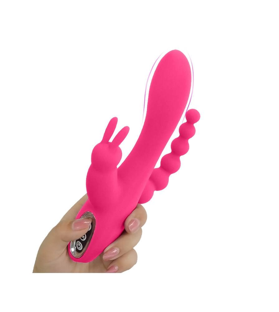 3-in-1 7 Vibrating Modes Rabbit G-Spot Stimulator Anal Dildo Vibrator