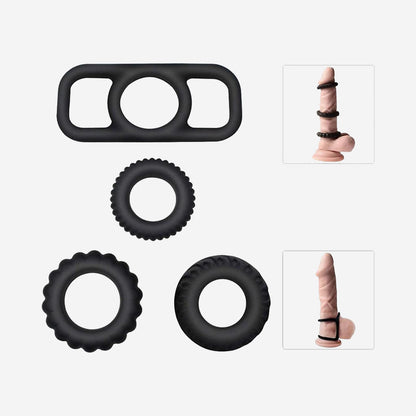 1.1-Inch Stamina Trainer Erection Enhancer 4 Separated Penis Ring