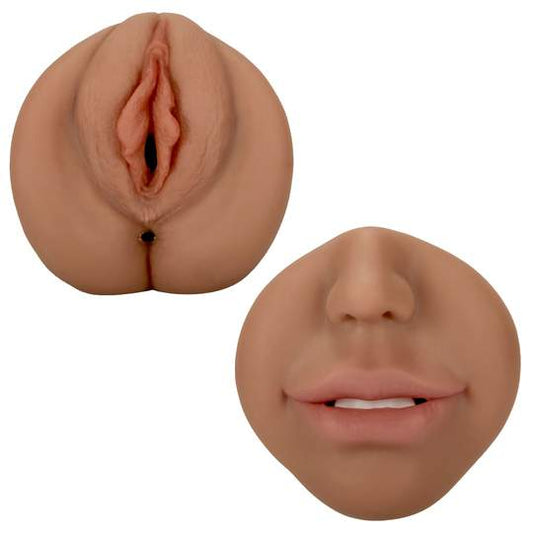 7.4-Inch 3 in 1 Tanned Lifelike Mouth Pussy Anus Pocket Pussy