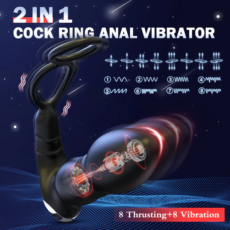 Lustytime 2 In 1 8 Thrusting 8 Vibration Cock Ring Anal Vibrator