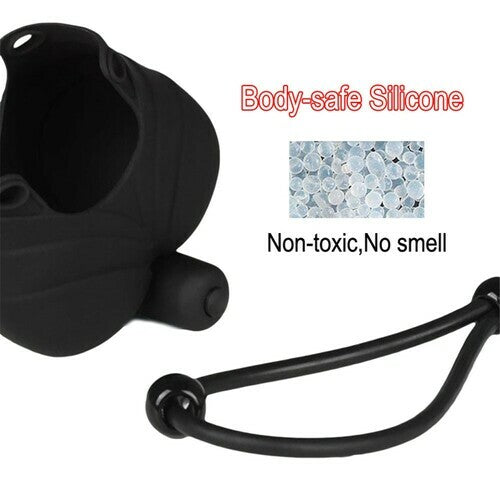 Soft Silicone 10-Speeds Vibration Scrotum Cap Cock Ring