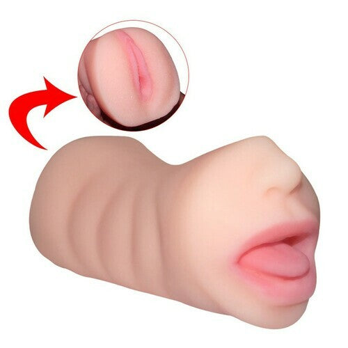 7.09“ Dual Holes Oral Sex Pussy Two Cock Rings Male Masturbators