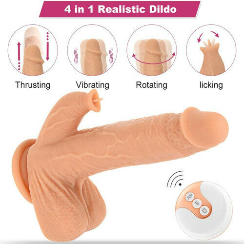 4 IN 1 Clitoral Stimulation Suction Cup Realistic Dildo