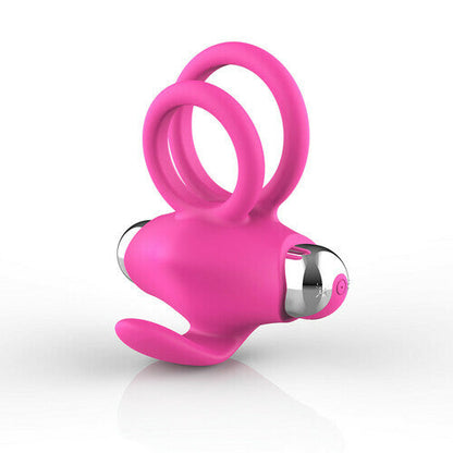 4 Color Dual Cock Rings with Vibrating Clit Stimulator