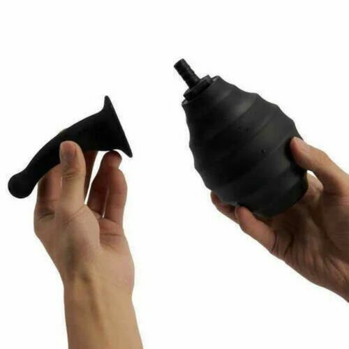 AcmeJoy Curved Tip Ribbed Bulb Anal Douches Anal Sex Cleaner