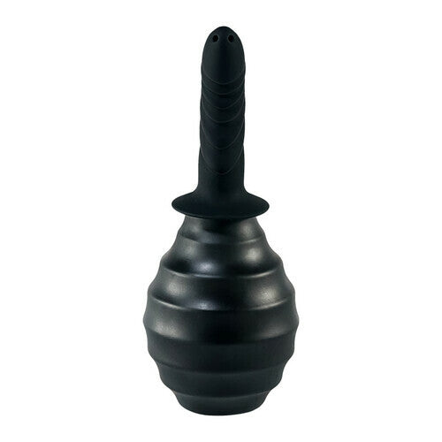 AcmeJoy Black Curved Tip Ribbed Bulb Anal Douche