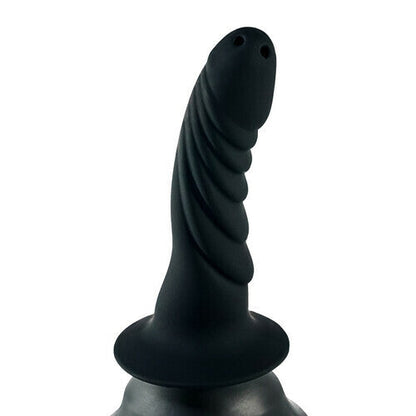 AcmeJoy Black Curved Tip Ribbed Bulb Anal Douche