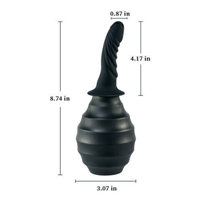 AcmeJoy Black Curved Tip Ribbed Bulb Anal Douche