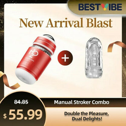 AcmeJoy Dual-ended Manual  Rotating Masturbator Male Pressing Vibration Sex Toys