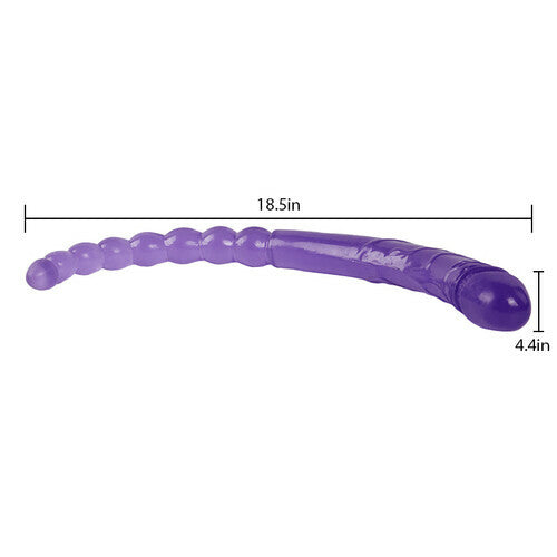 AcmeJoy  Purple Double-ended Manual Anal Beads and Glans 2 in 1 Dildo 18.5 Inch