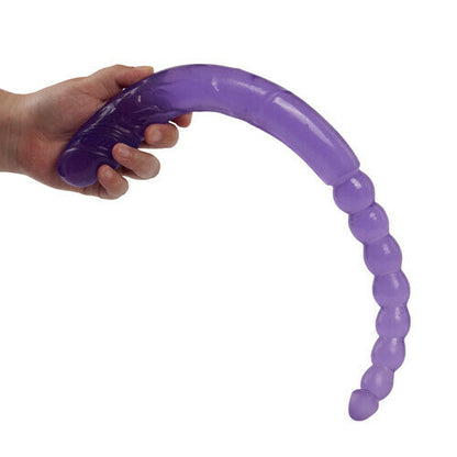 AcmeJoy  Purple Double-ended Manual Anal Beads and Glans 2 in 1 Dildo 18.5 Inch