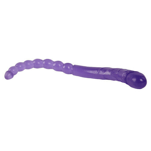 AcmeJoy  Purple Double-ended Manual Anal Beads and Glans 2 in 1 Dildo 18.5 Inch