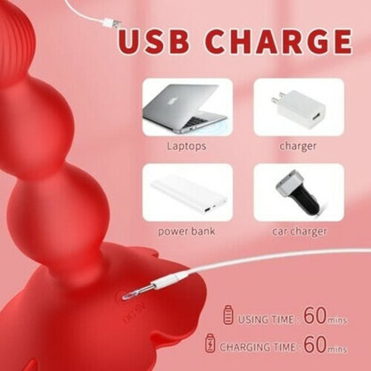 AcmeJoy 10 Vibrations and 360¡ã Twisting Silicone Anal Beads