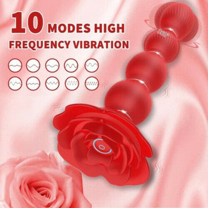 AcmeJoy 10 Vibrations and 360¡ã Twisting Silicone Anal Beads