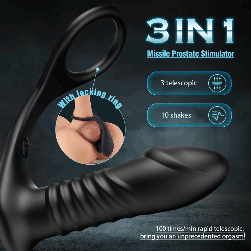 10 Thrilling Vibration 3 Thrusting Silicone Remote Control Cock Ring Anal Vibrator