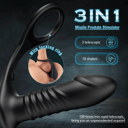 10 Thrilling Vibration 3 Thrusting Silicone Remote Control Cock Ring Anal Vibrator