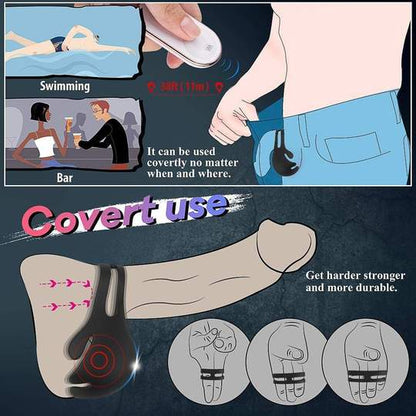 1.29-Inch 9-Speed Vibrating Penis Ring with Testicles Teaser