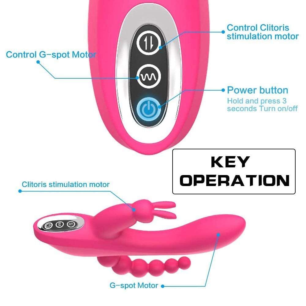 3-in-1 7 Vibrating Modes Rabbit G-Spot Stimulator Anal Dildo Vibrator