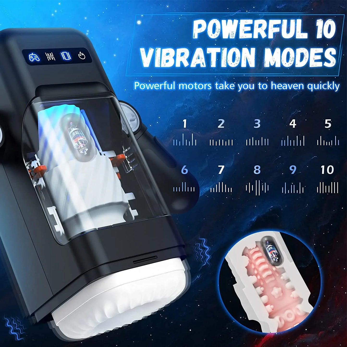 10 Thrusting & Vibration Modes Robot Male Masturbators Games Cup
