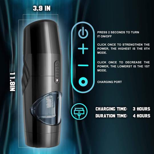 Telescoping Rotating 8 Modes Vision Window Masturbation Cup