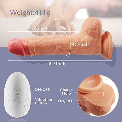 8.5-Inch 8 Mode Vibrating Thrusting Rotating Heating Remote Control Realistic Dildo