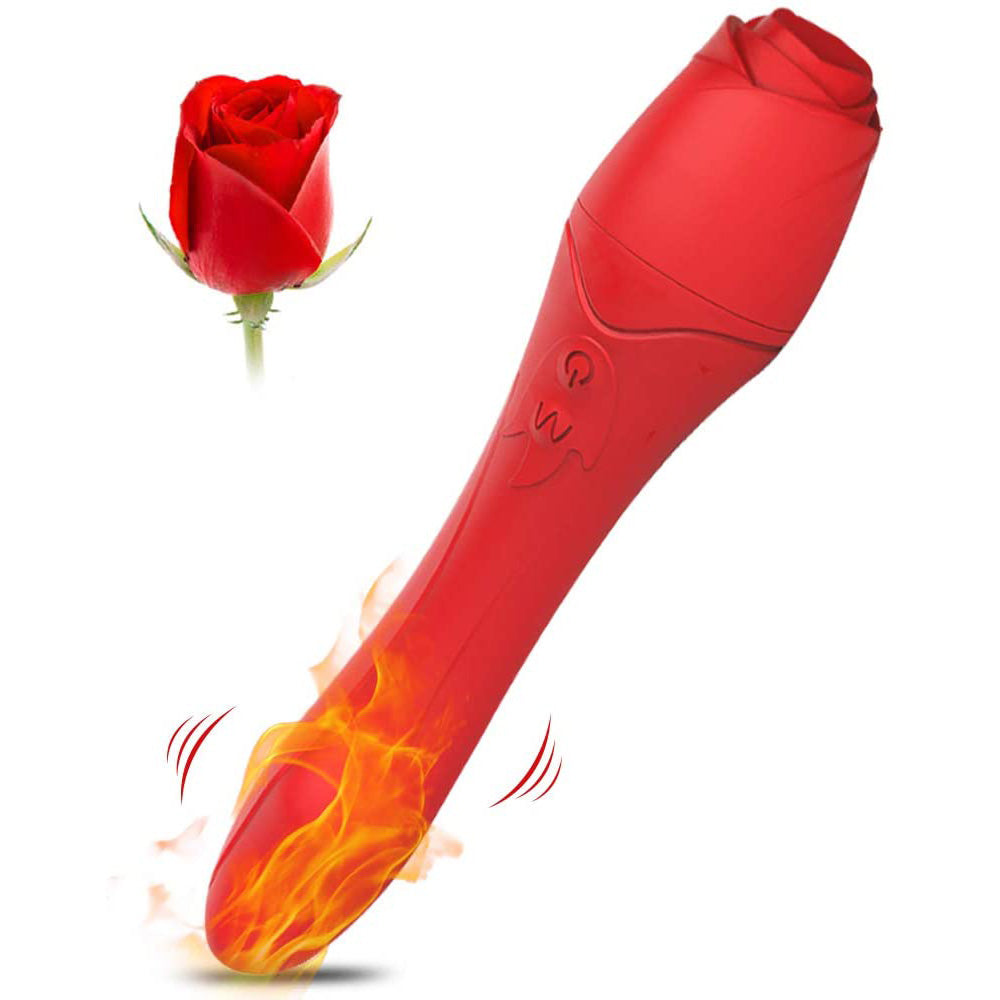 G Spot Vibrator Dildo with 10 Strong Rose Vibrator Roating Heating Modes for Quick Orgasm for Effortless Insertion Clitoris Nipple Vagina Massagers