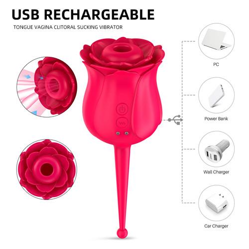 Rose Toys, Sucking Vibrator With Intense Suction 2 in 1 Vaginal Clitoris Stimulation
