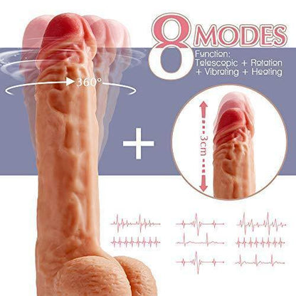 8.5-Inch 8 Mode Vibrating Thrusting Rotating Heating Remote Control Realistic Dildo