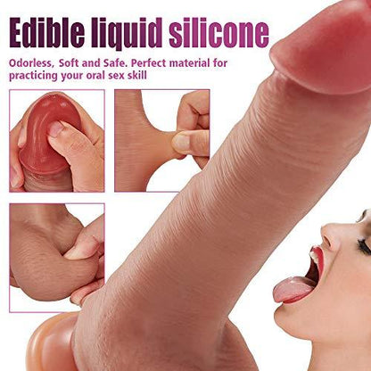 8.6-Inch 9-Frequency Vibration Remote Control Wiggling Heating Realistic Dildo