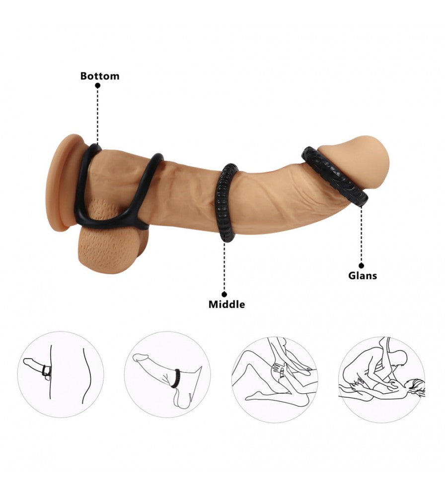 1.1-Inch Stamina Trainer Erection Enhancer 4 Separated Penis Ring