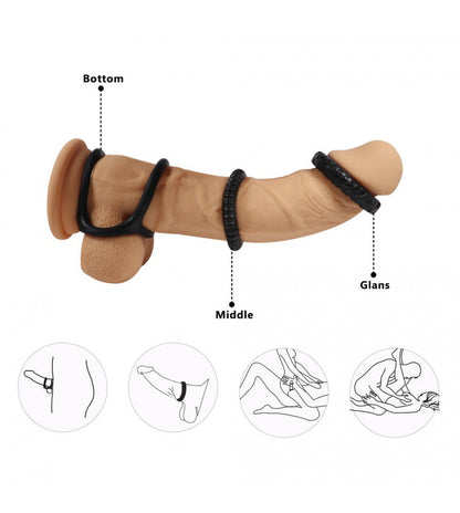 1.1-Inch Stamina Trainer Erection Enhancer 4 Separated Penis Ring