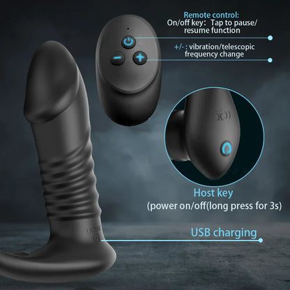 10 Thrilling Vibration 3 Thrusting Silicone Remote Control Cock Ring Anal Vibrator