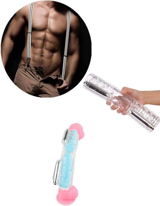 Double Stroker toy for couples men women male penis massager 2 cover male masturbation
