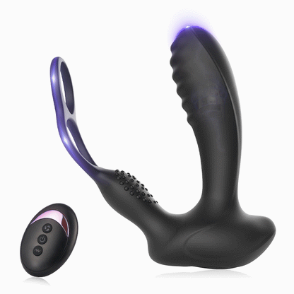 10 Vibrations Heating Function Remote Control Anal Plug with Dual Cock