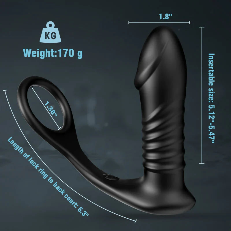 10 Thrilling Vibration 3 Thrusting Silicone Remote Control Cock Ring Anal Vibrator