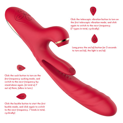 3-in 1 Suction & Thrusting Vibrator With Tongue For Clitoris & G-spot