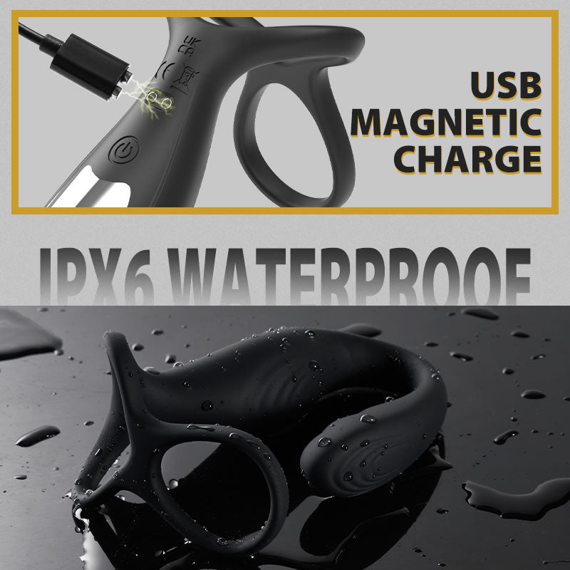 جهاز تدليك البروستاتا القابل للارتداء من ريير، 10 اهتزازات هادئة، حلقة مزدوجة للقضيب