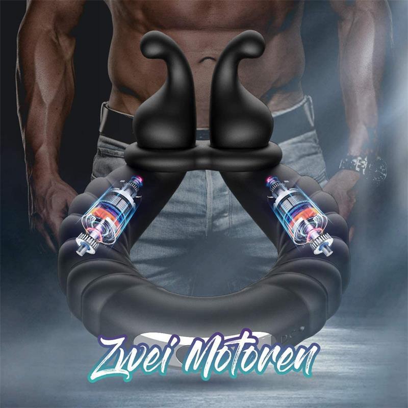Vibrating Dual Penis Ring, Dildo Vibrator Stretchy Cock Ring Longer Ha
