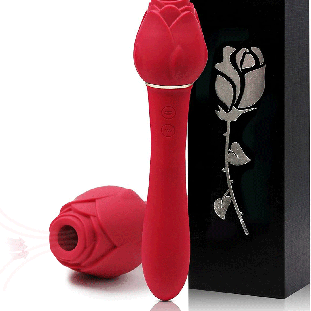 Rose Clitoral Sucking G Spot Vibrator, Clit Sucker Nipple Dildo Rabbit Vibrator with 5 Suction Patterns & 10 Strong Vibration