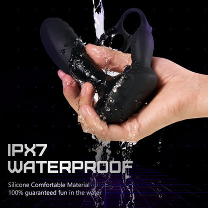 10 Vibrations Heating Function Remote Control Anal Plug with Dual Cock